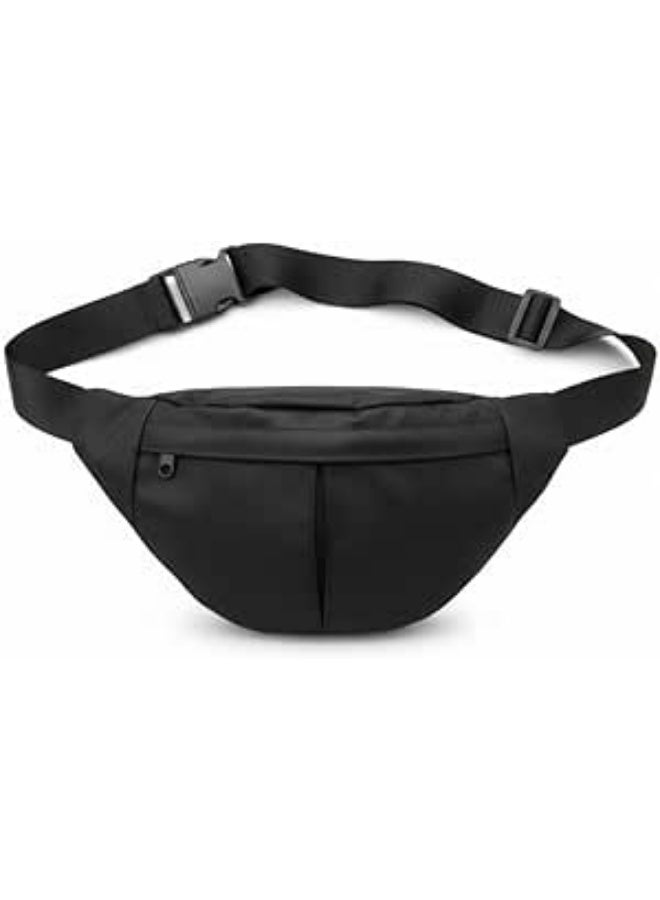 Black waist bag, adjustable strap, multiple pockets, black waist bag, adjustable strap, multiple pockets